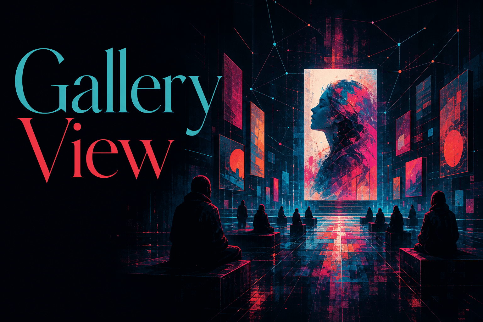 Gallery View — a luminous portrait at the center of a hidden virtual gallery