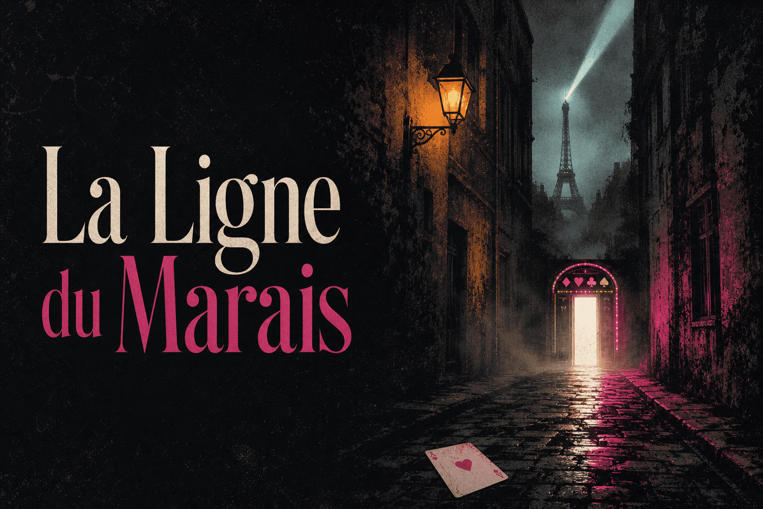 La Ligne du Marais — a foggy Paris alley leads to a tiny glowing casino